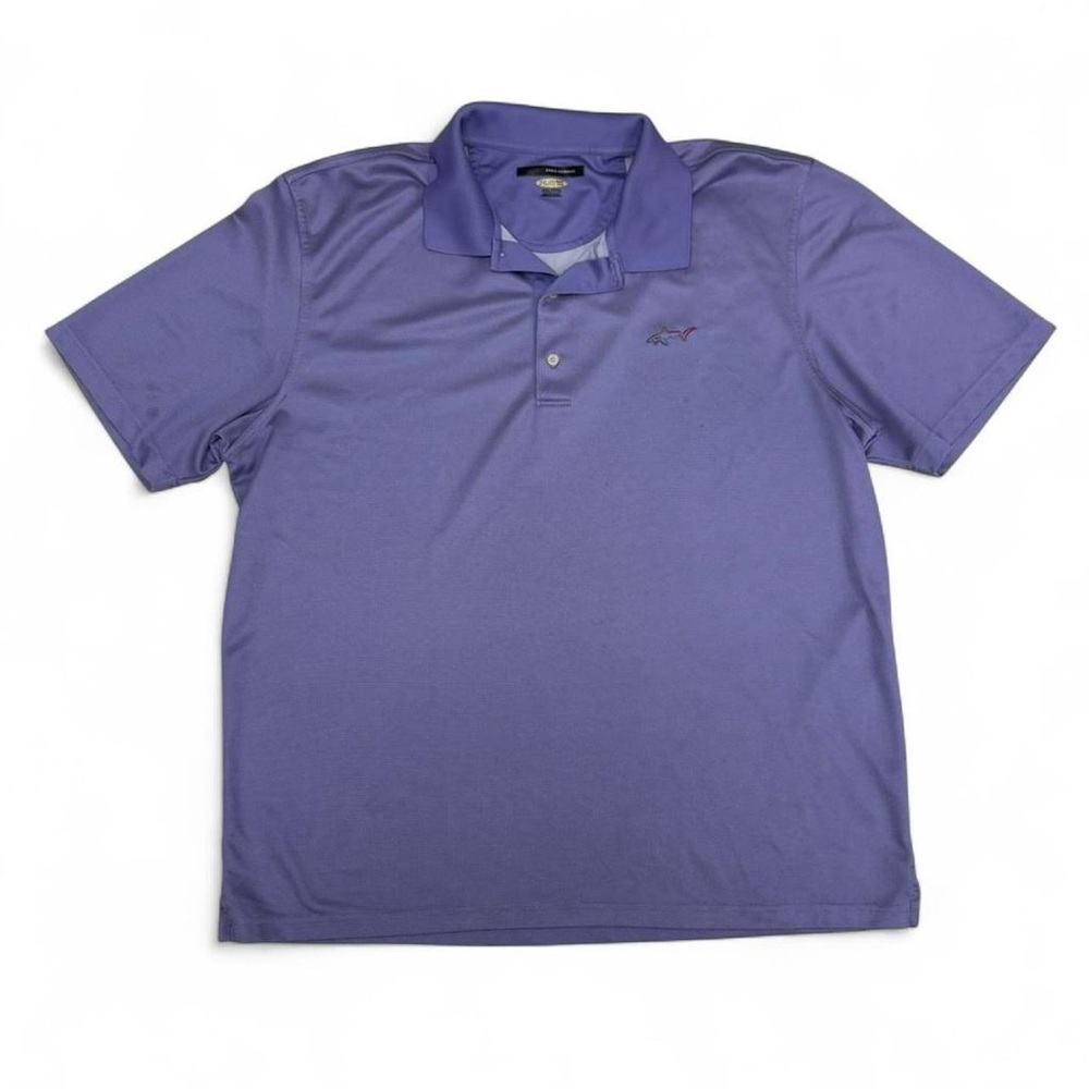 Greg Norman PlayDry Purple Performance Golf Polo Shirt Men's XXL 2X Shark Logo